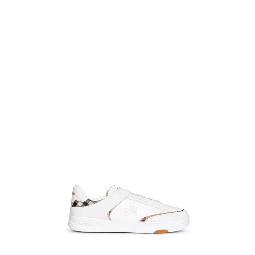 Burberry Men White And Archive Beige Leather And Nylon Harrow Sneakers